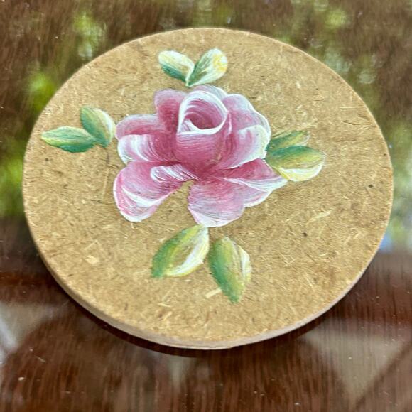 Vintage Hand-Painted Rose Coasters – Set of 4 – 3.5” Diameter - Picture 3 of 8